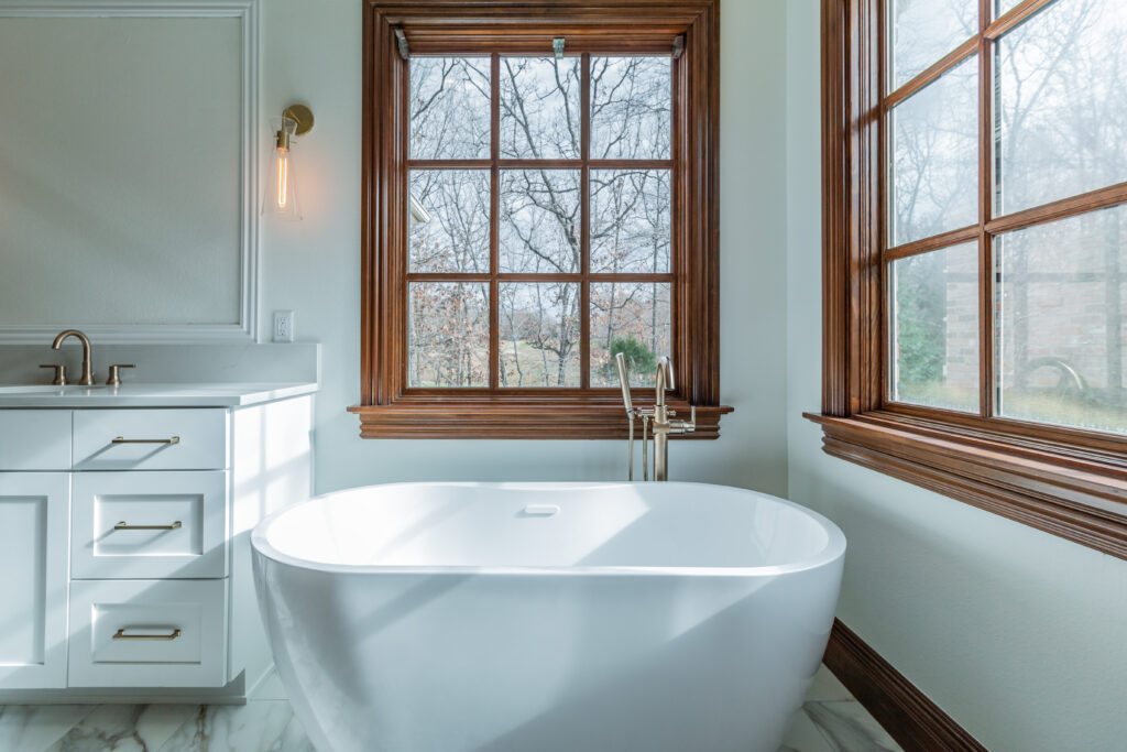 An inside of a house with white interiors