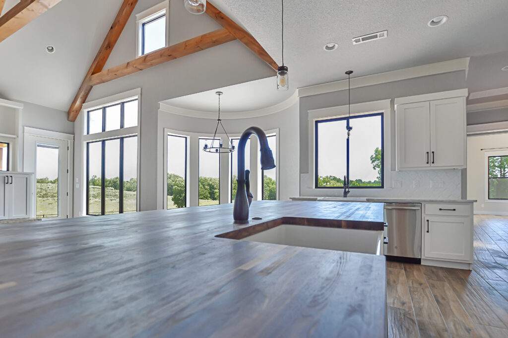 An inside of a house with white interiors