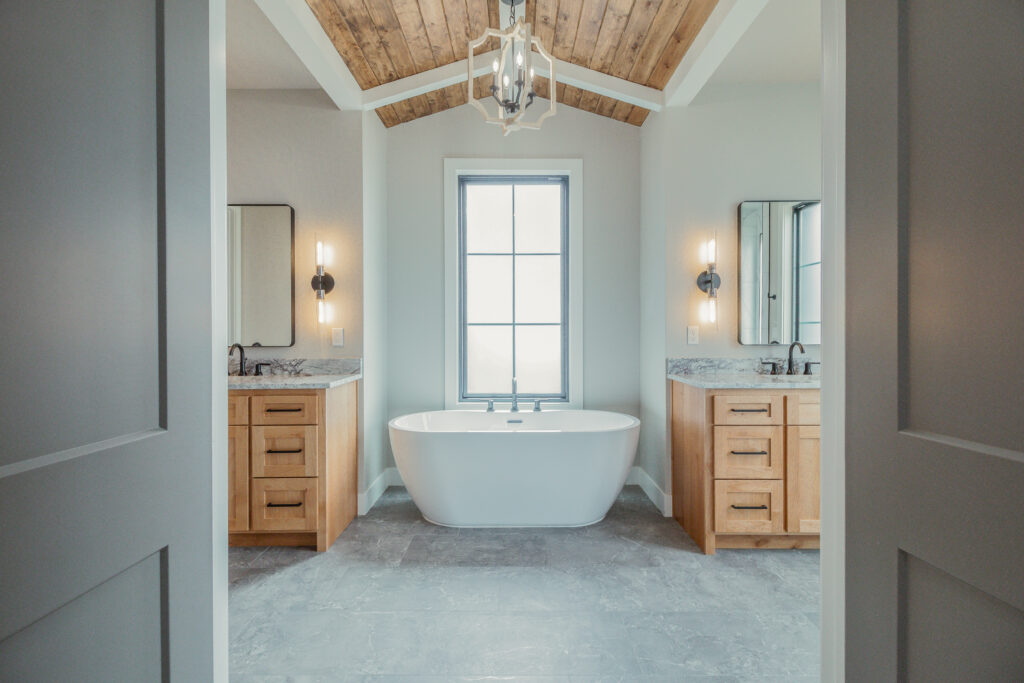 An inside of a house with white interiors